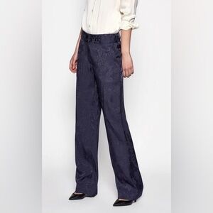 Equipment Lita Jacquard Floral Trouser Navy Pants Size 6